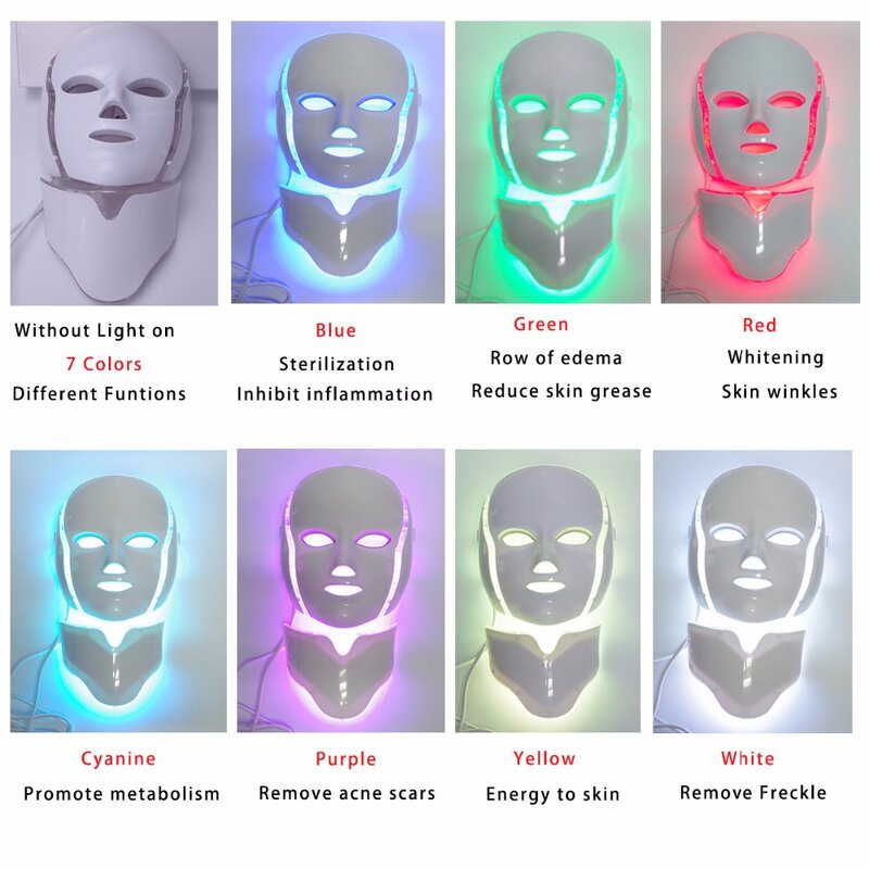 7 Colors LED Facial Mask - Infrared Light Therapy Beauty Skin Care Mask
