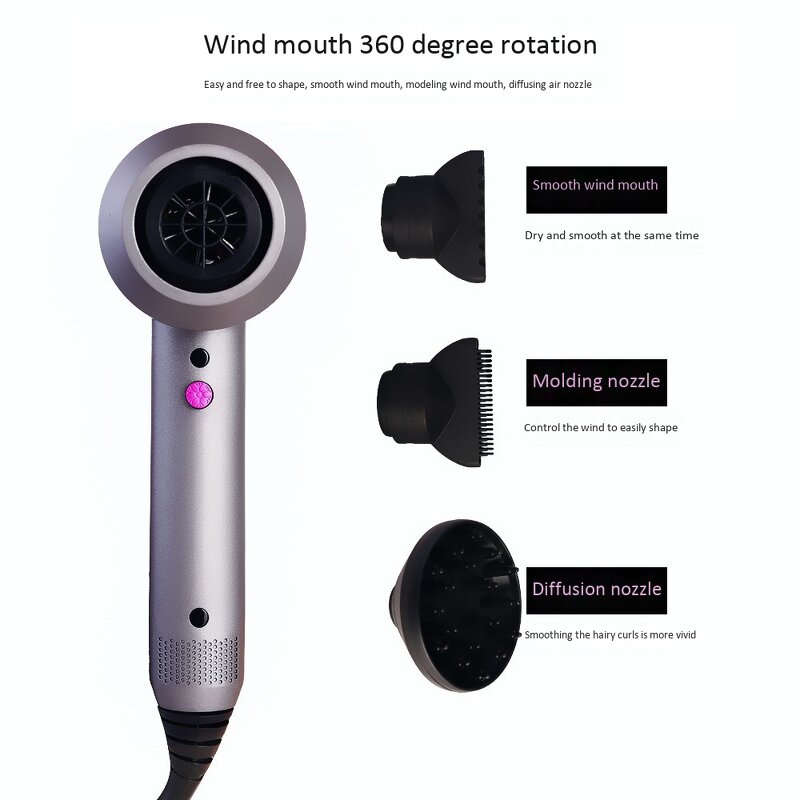 Negative Ion Hair Dryer - Lightweight Salon Styler Household with Comb Attachment