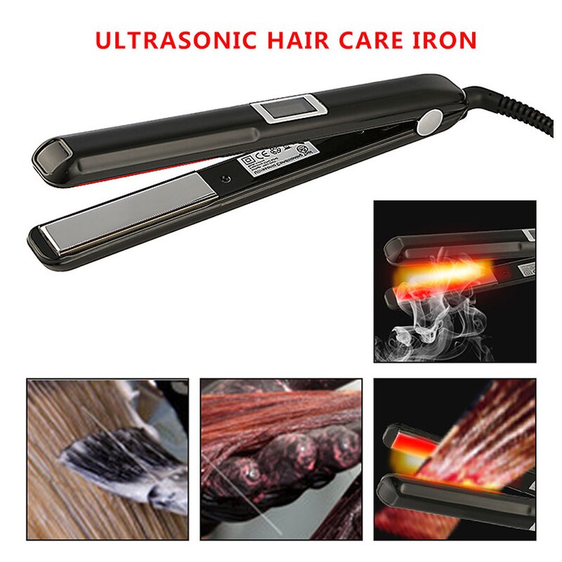 2-in-1 Hair Straightener - Ultrasonic Infrared Ceramic Plate LCD Household Use