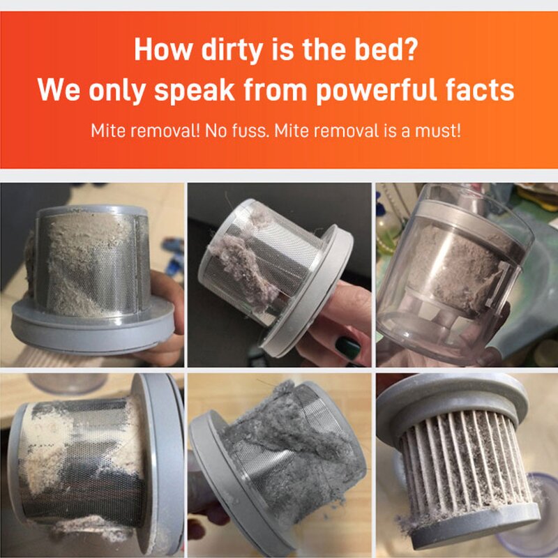 Handheld Bed Vacuum Cleaner - Cordless Mite Removal USB Charging Sterilizer