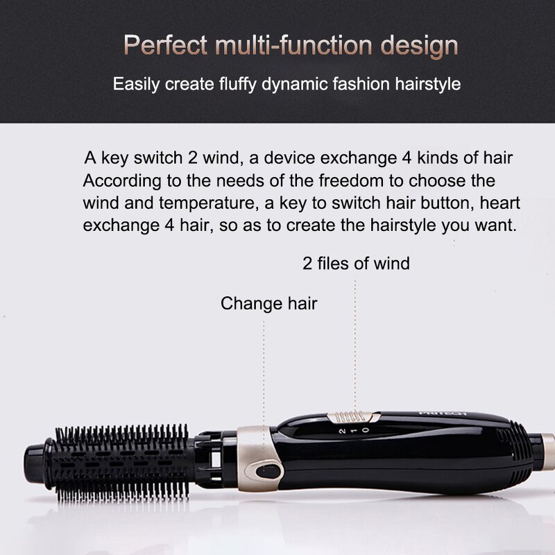 Hair Blower Brush - 4-in-1 Negative Ion Dryer Curler Straightening Brush