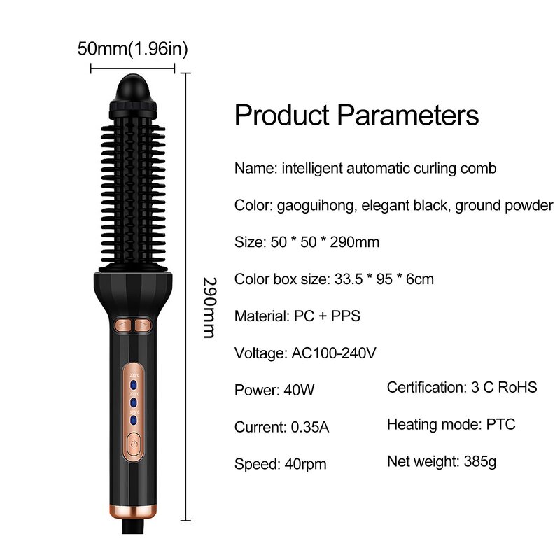 Hair Dryer Straightener Brush Set - Salon Auto Anti-Scald Comb Fast Hot Air