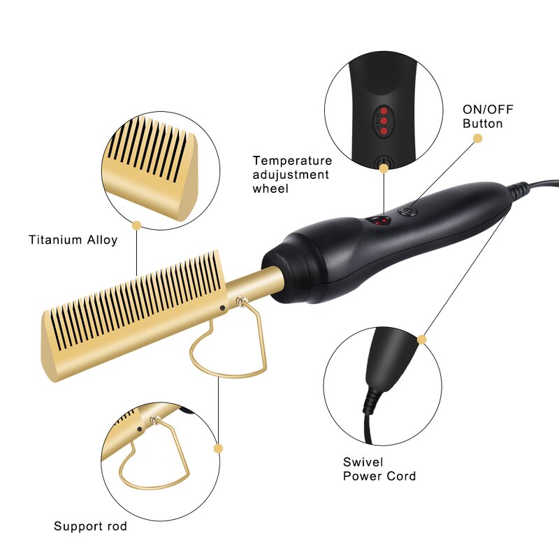 Electric Straightening Comb - Multipurpose Copper Hair Curly Straight Styling Tool