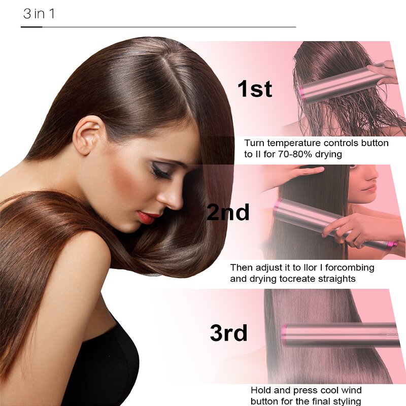 Hot Air Hair Dryer Brush - One-Step Volume Styler Rotating Blow Dry Curler