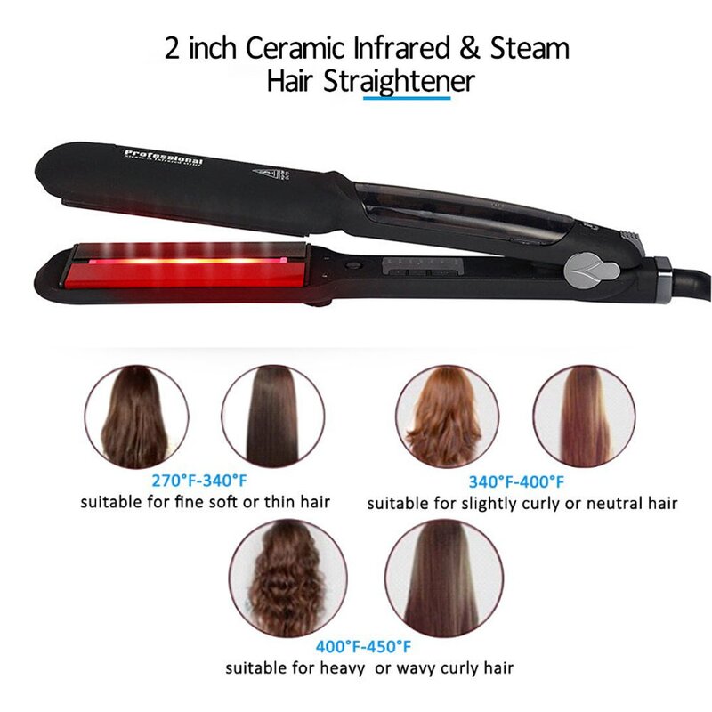 Steam Infrared Hair Straightener - Professional Vapor Hair Treatment Flat Iron