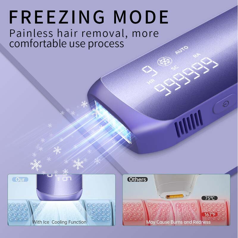 Sapphire IPL Hair Removal - Ice-Cooling Permanent Painless Home Salon Tool Men Women