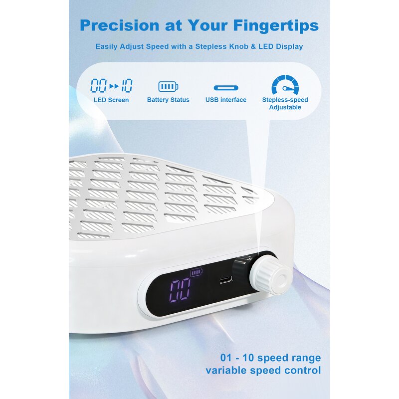 Nail Dust Collector Manufacturer - Portable 30w Rechargeable with Adjustable Suction