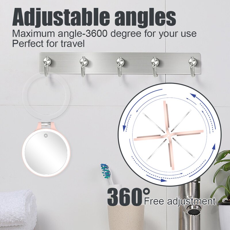 Travel Mirror Manufacturer - Portable Foldable 3 Color LED 10x Magnifying