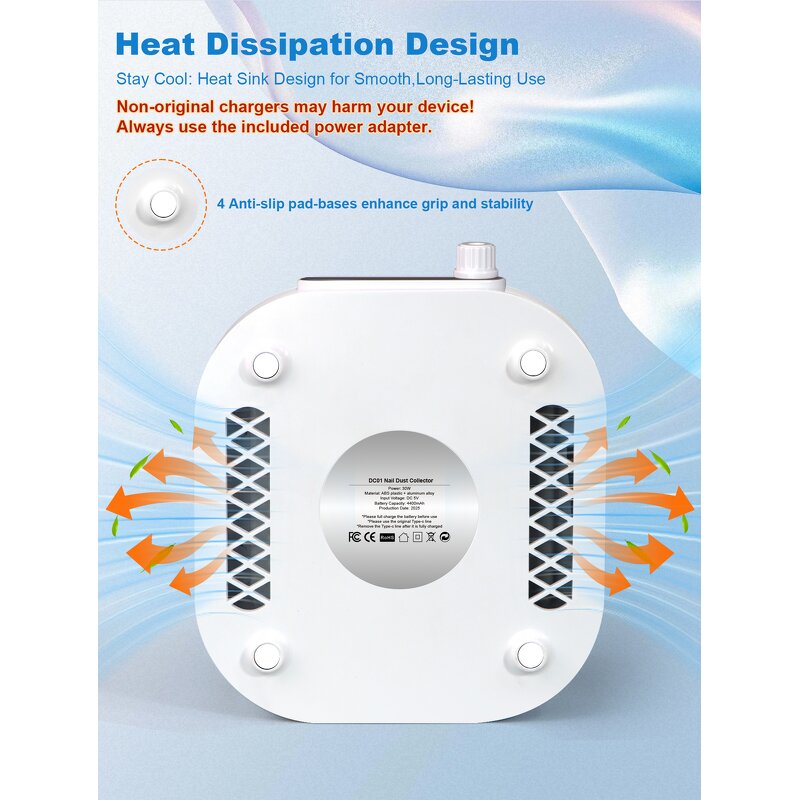 Nail Dust Collector Manufacturer - Portable 30w Rechargeable with Adjustable Suction