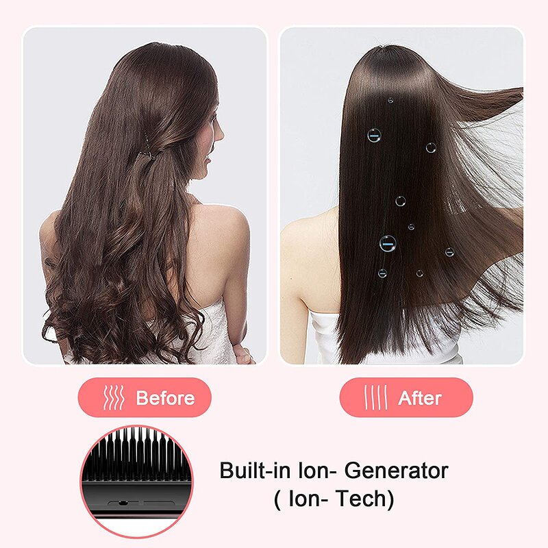 Hair Straightener Brush Manufacturer - Mini Wireless USB Rechargeable LED Ceramic Negative Ion