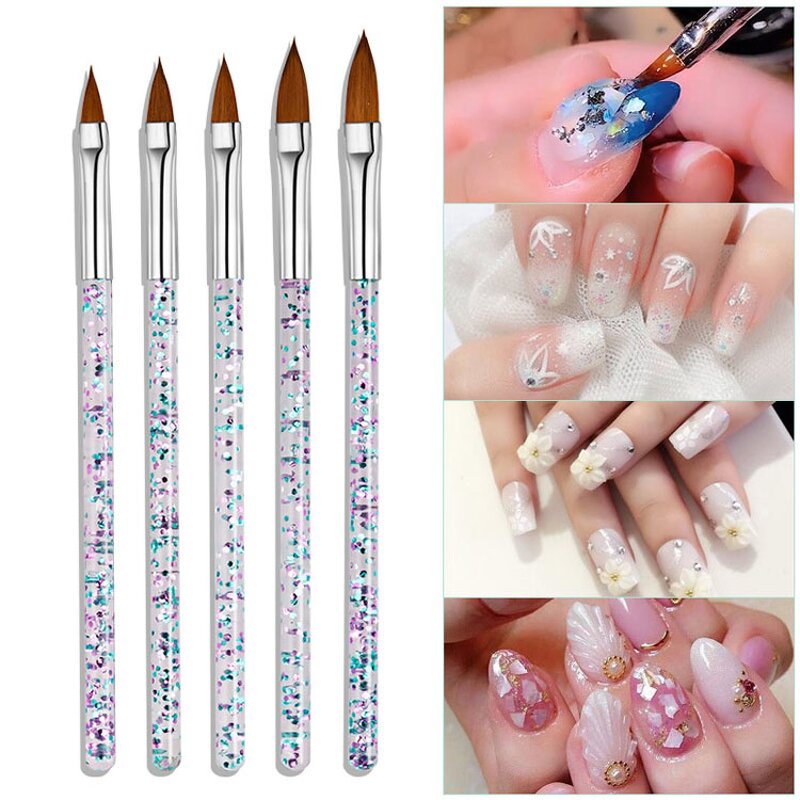 8 Pcs Nail Art Brush Set - Diamond Kolinsky Nylon Fiber 3D Sculpture Tool