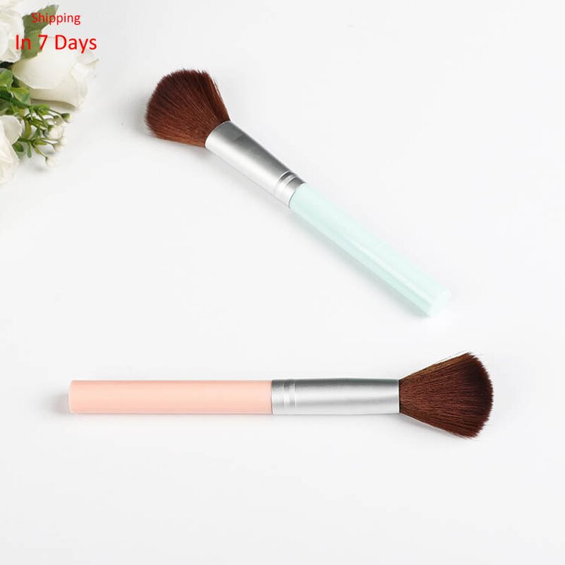Fan Makeup Brush - Artificial Hair Blending Highlighter Contour Wood Handle Vegan