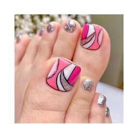 Blue Diamond Toenails - 24pcs Short Square Full Cover Press on Fake Nails