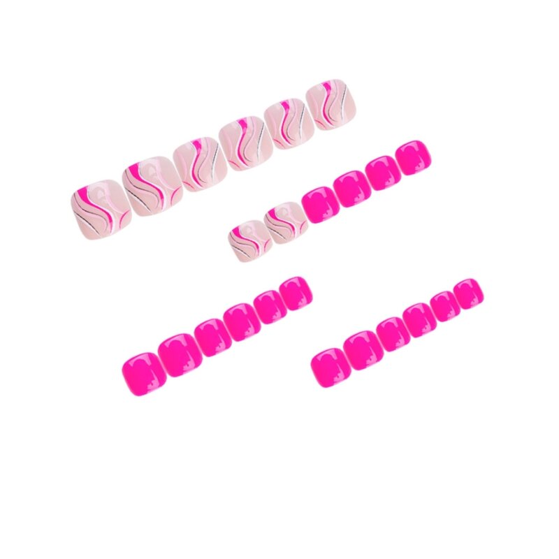 Leopard Print Toenails - 24 Pcs Short Full Cover Press on Artificial Feet Nails