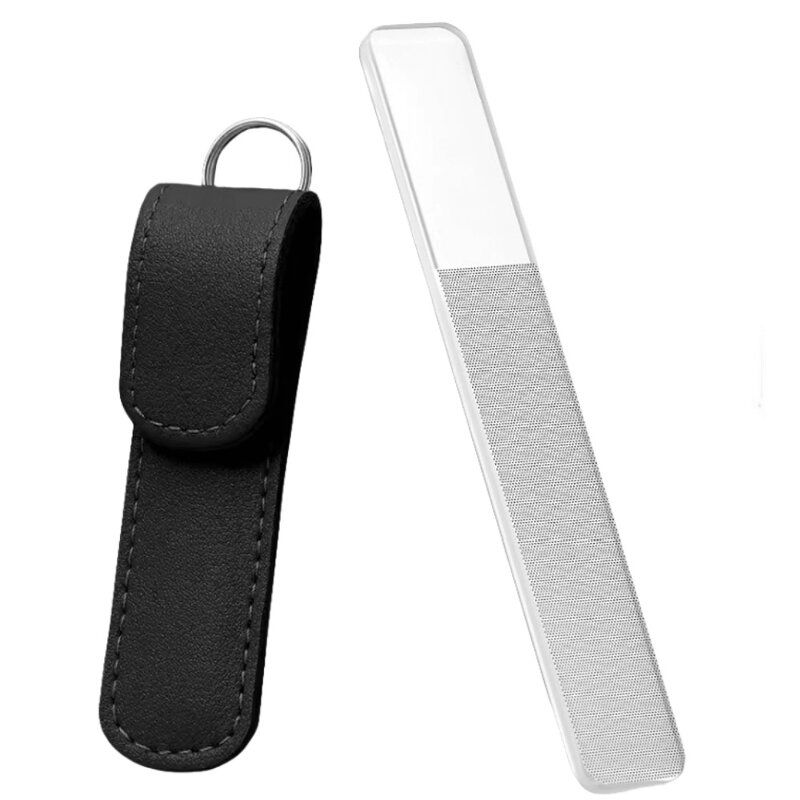 Glass Nail Shiner File - High Quality Nano Buffer with Yellow Leather Bag