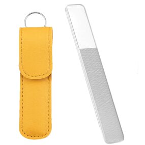 Glass Nail Buffer - Professional Custom Logo Nano File with Black Leather Bag