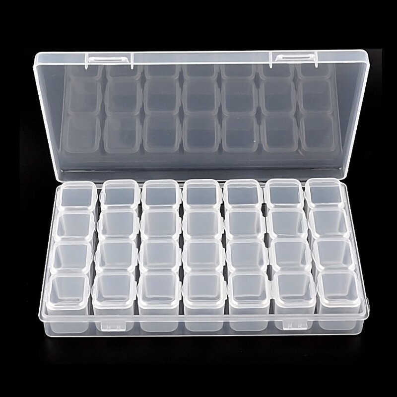 Nail Rhinestone Storage Case - 10 Space Plastic Transparent False Nail Tips Box