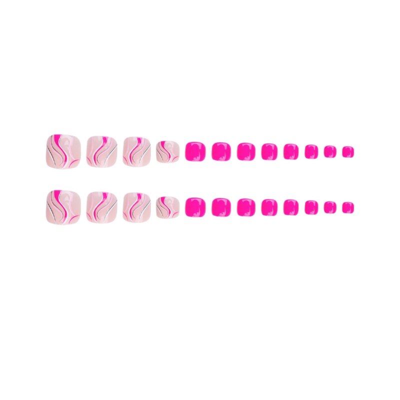 Leopard Print Toenails - 24 Pcs Short Full Cover Press on Artificial Feet Nails