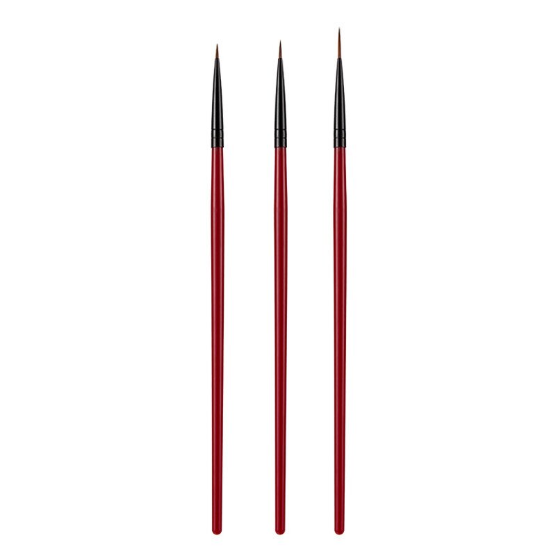 Metal Handle Nail Brush - Clear Rhinestone Decoration Fine UV Gel Liner Set