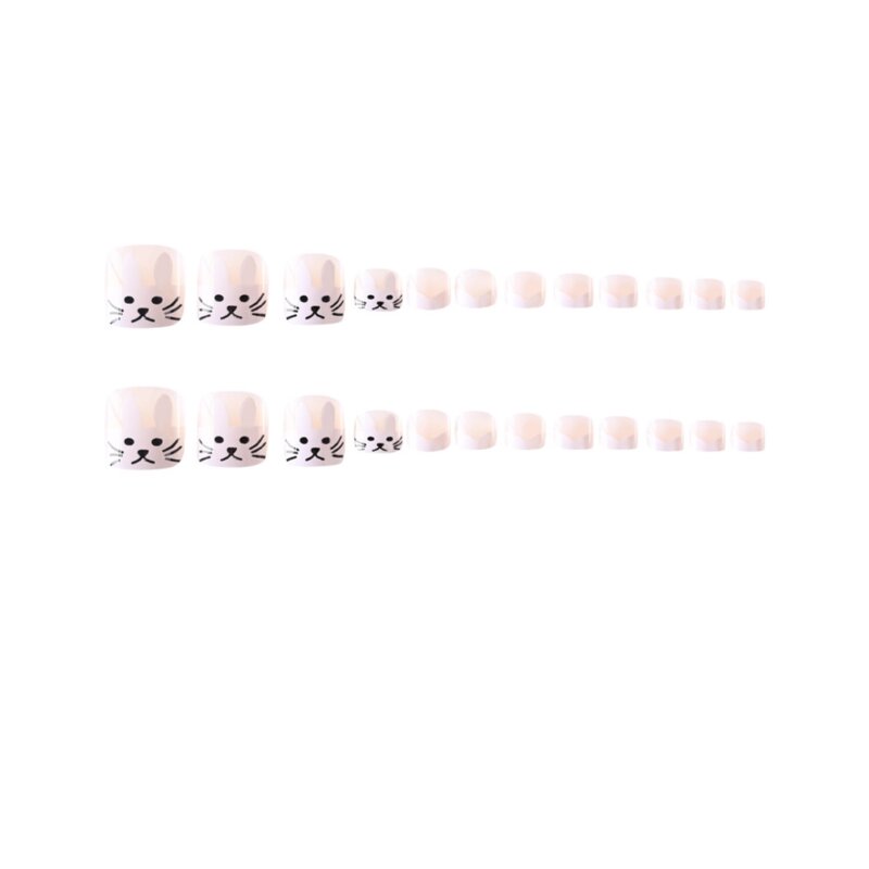 High-End Toe Nails - 24Pcs Detachable Reusable Finished Press on Artificial Nails