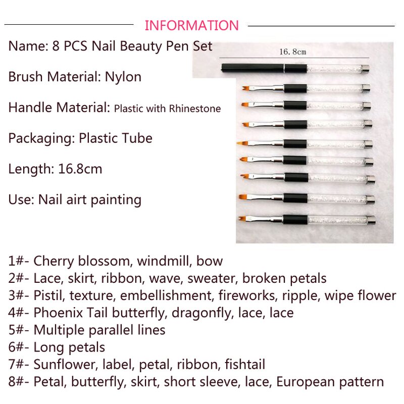 Nail Gel Brush - Acrylic UV Gel Extension Drawing Pen Painting Tool