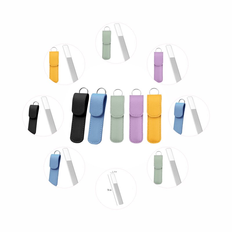 Crystal Glass Nail File - Custom Logo Professional Nano Buffer with Blue Leather Bag