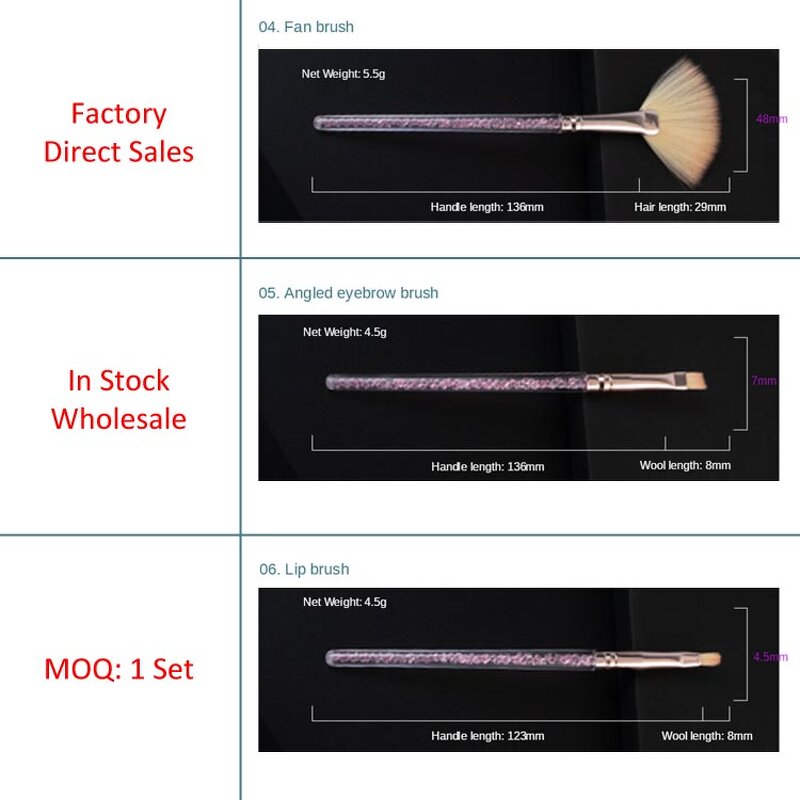 12pcs Makeup Brush Set - Synthetic Hair Foundation Powder Highlighter Eye Tool