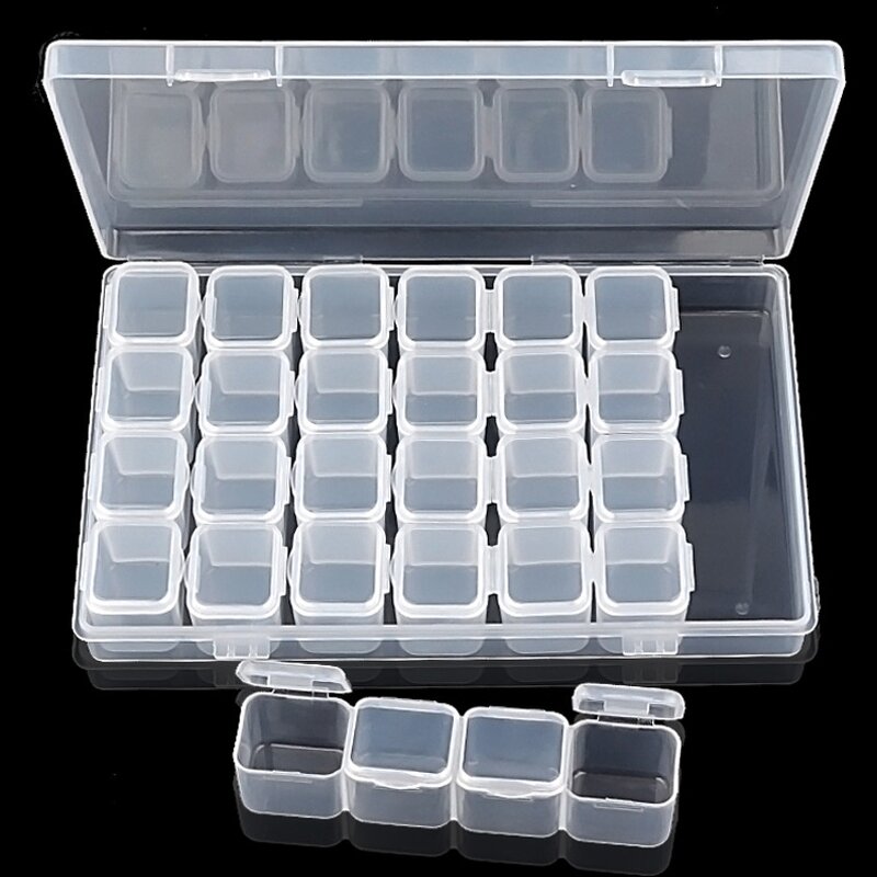 Nail Rhinestone Storage Case - 10 Space Plastic Transparent False Nail Tips Box