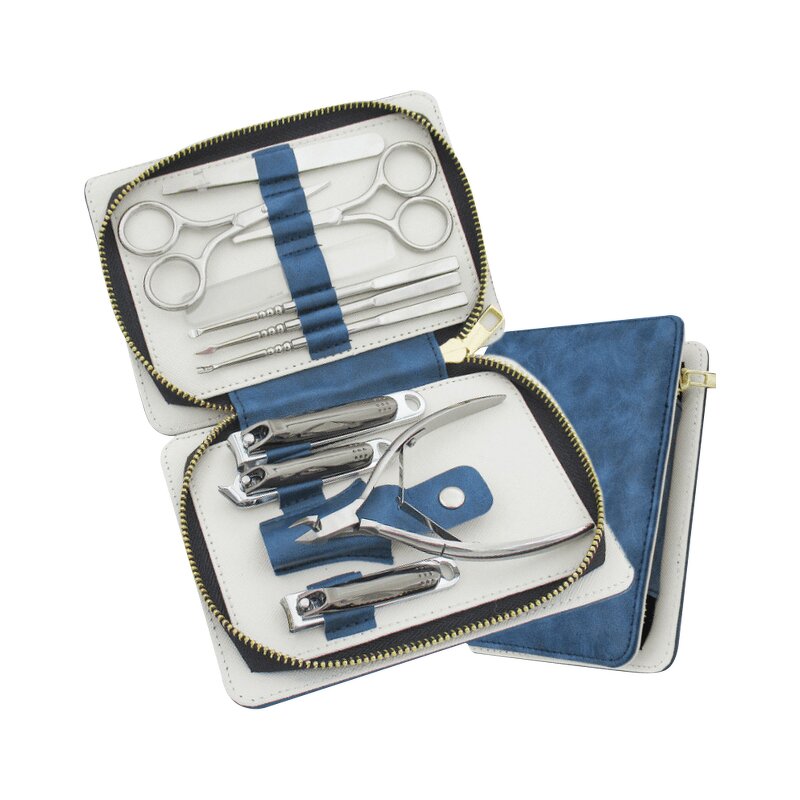 6pcs Manicure Set - High-end Stainless Steel Nail File Scissors with Mirror Box