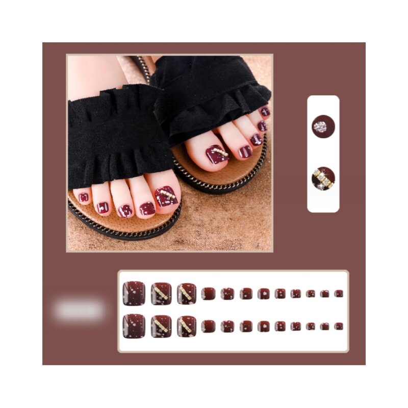 Leopard Print Toenails - 24 Pcs Short Full Cover Press on Artificial Feet Nails