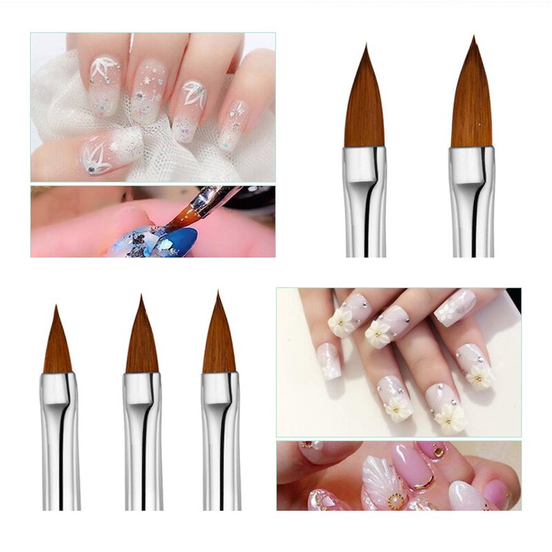 8 Pcs Nail Art Brush Set - Diamond Kolinsky Nylon Fiber 3D Sculpture Tool