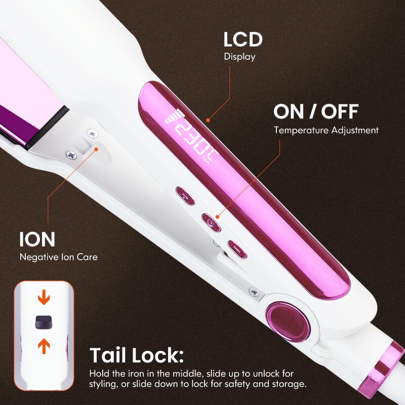 Hair Straightener Manufacturer - Wide Ceramic Plate Ionic with LCD Display