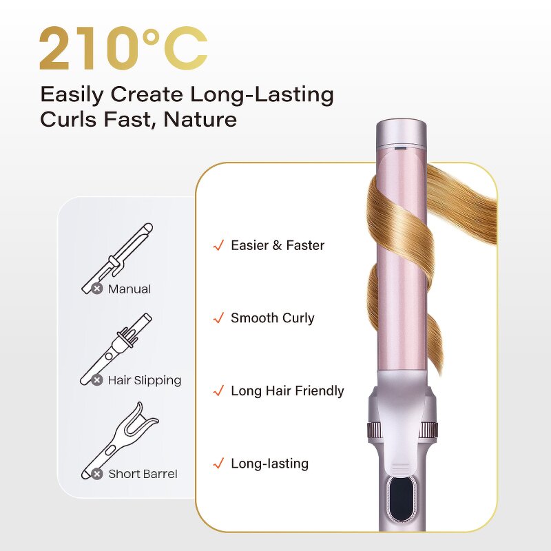 Hair Curling Iron Manufacturer - Professional 32MM Ceramic with LCD & Long Clamp