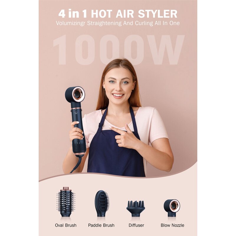 Hot Air Brush Manufacturer - Professional 1200W DC Motor Aluminum Alloy 4-in-1