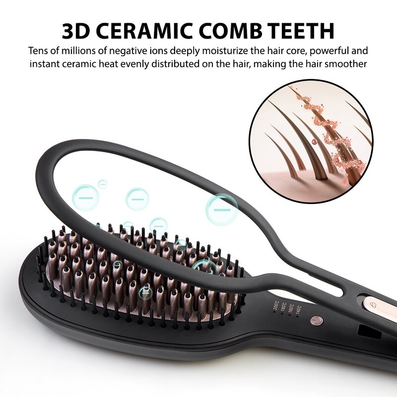 Hair Straightening Brush Manufacturer - Professional Ceramic Instant Heating with Clamp
