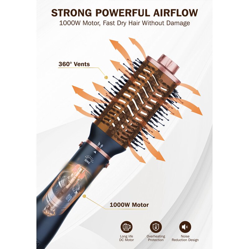 Hot Air Brush Manufacturer - Professional 1200W DC Motor Aluminum Alloy 4-in-1