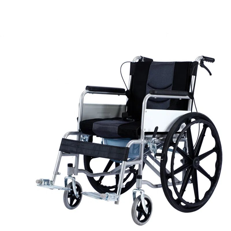 Foldable Wheelchair - Portable with Toilet for Senior Manual Shopping Cart Rehabilitation