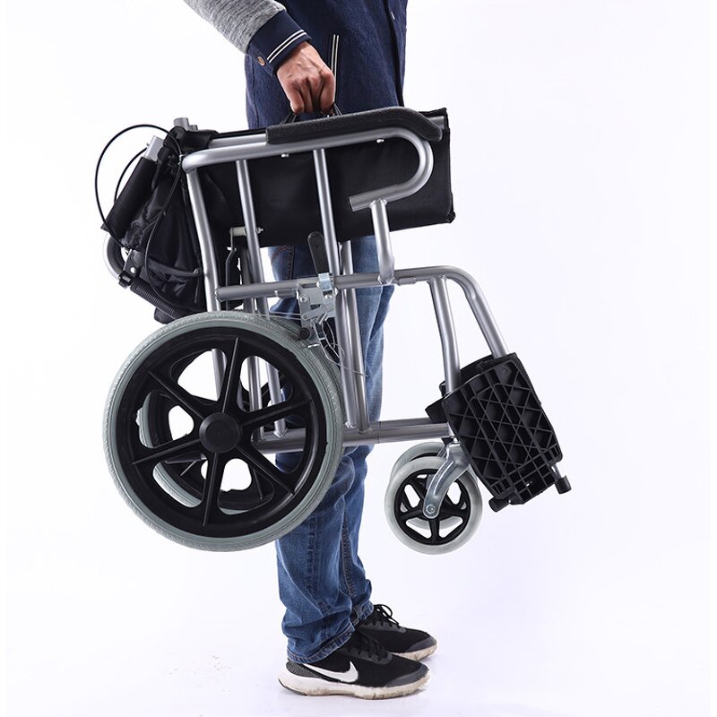 Foldable Wheelchair - Portable Aluminium Manual Thickened Steel Pipe Toilet Seats