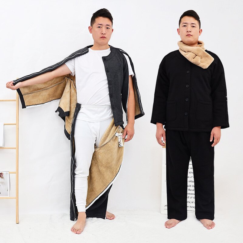 Nursing Gowns - Full-open Fleece Lined Zippers for Fracture Recovery Patients