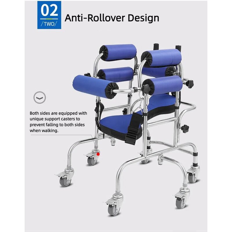 Pediatric Rollator Walker - Anti-Rollover Lower Limb Training Walking Aids for Hemiplegia