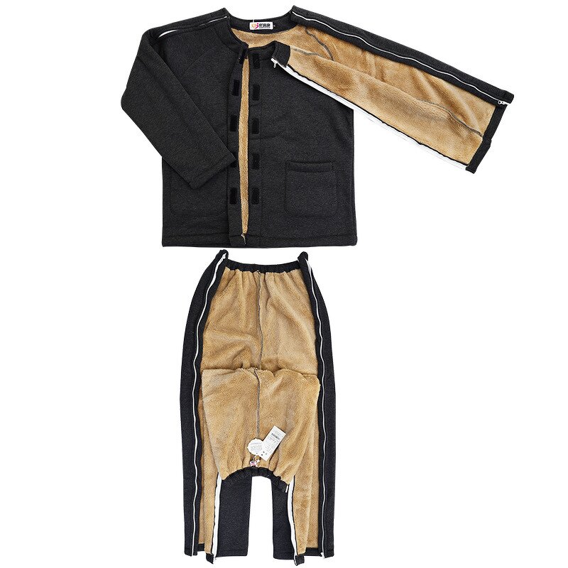 Nursing Gowns - Full-open Fleece Lined Zippers for Fracture Recovery Patients