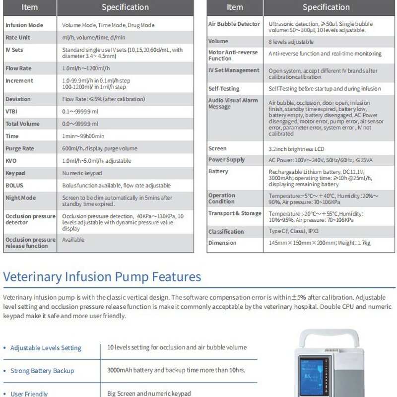 Infusion Pump - Medical LCD Display Portable Automatic Volumetric IV Fluid Pump