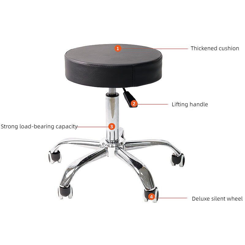 Surgical Stool - Adjustable Stainless Steel Leather Lift Chair for Hospital Lab Salon