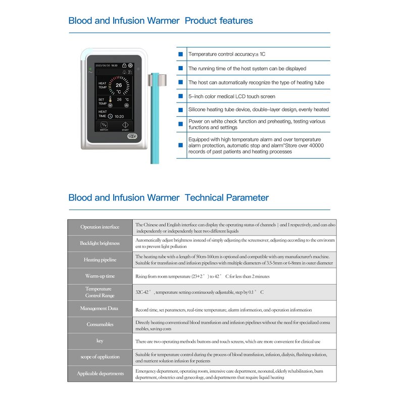 Infusion Warmer - Single Channel Digital Portable Electric Hospital Blood Transfusion Heater