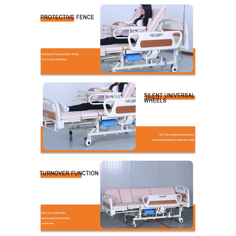 Nursing Bed - Multifunction Manual Medical Home Care with Toilet