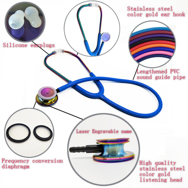 Medical Stethoscope - Professional Double Head Double Side Gold Plated Stainless Steel