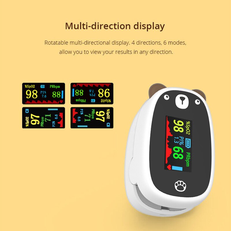 Pediatric Pulse Oximeter - Bear Baby Handheld TFT Spo2 Infant Heart Rate Monitor