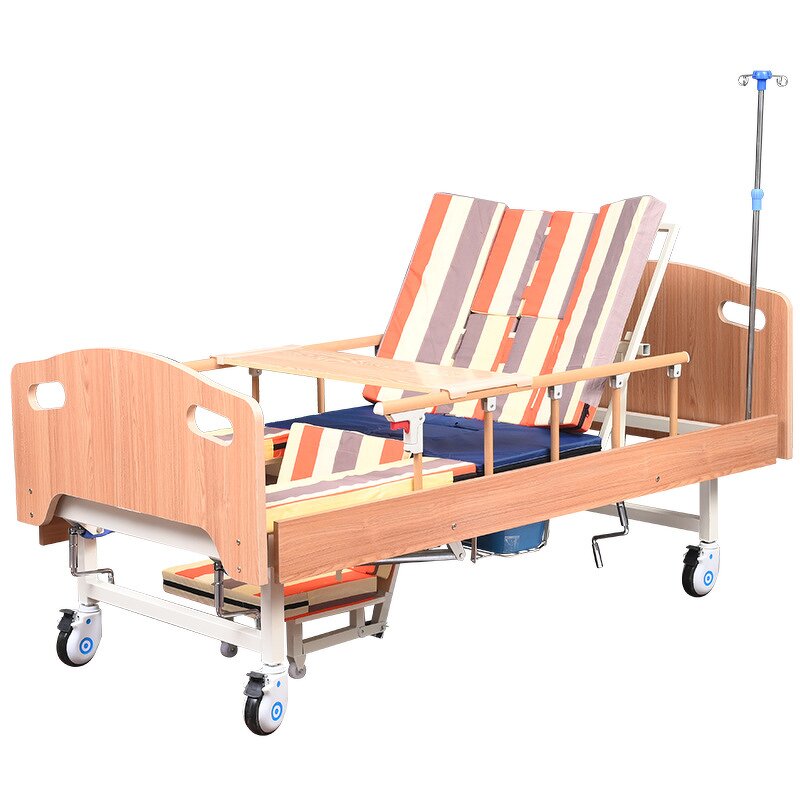 Nursing Bed - Multi-functional Manual Elderly Home Wheelchair Bed with Toilet
