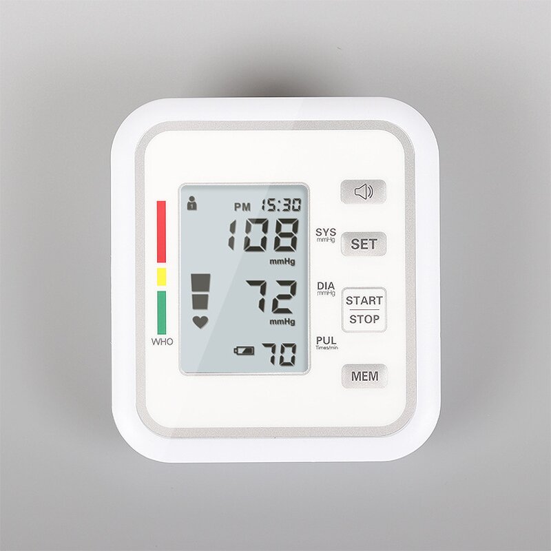 Upper Arm BP Monitor - Household Fully Automatic LCD Electronic Sphygmomanometer with Voice