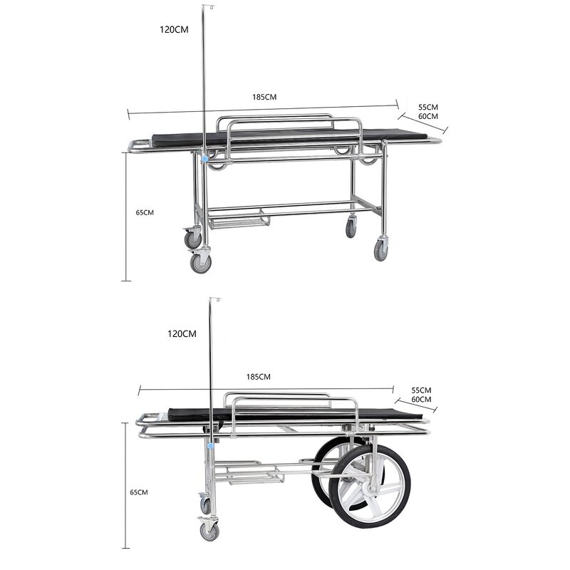 Ambulance Stretcher - Hospital Emergency Stainless Steel Trolley Patient Transfer Bed